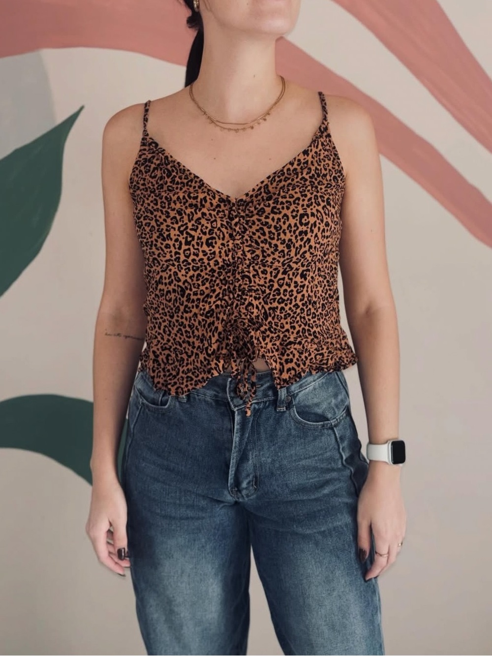 Drawstring Cheetah Print Tank Top - Picture 4 of 4